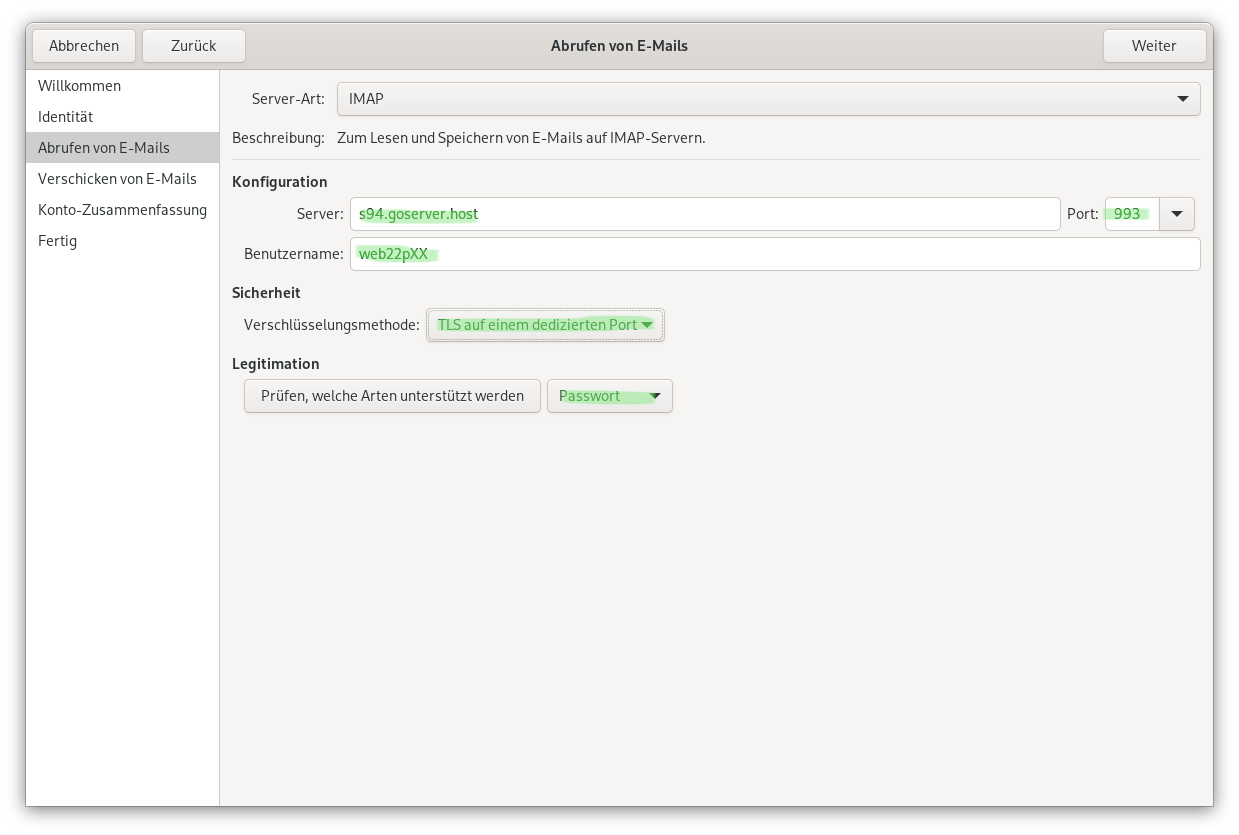 Eingangserver Einrichtung