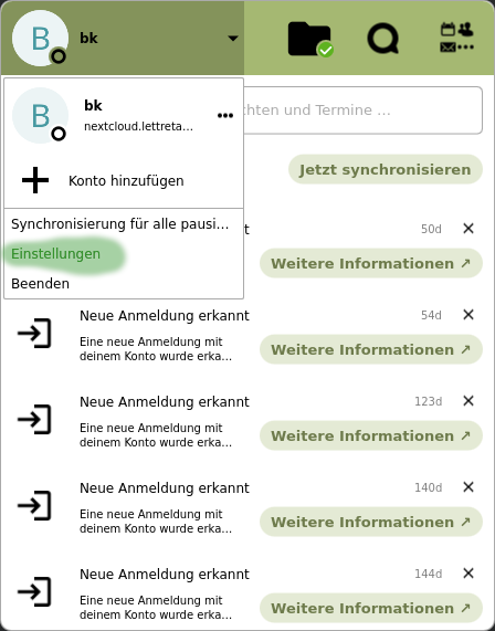 nextcloud-einstellungen