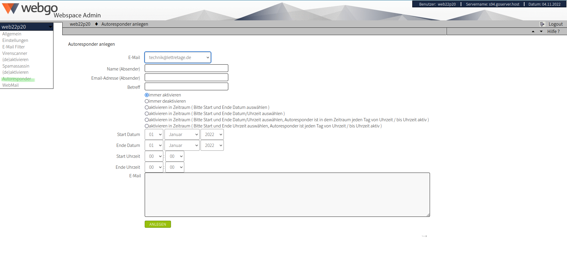 autoresponder-anlegen